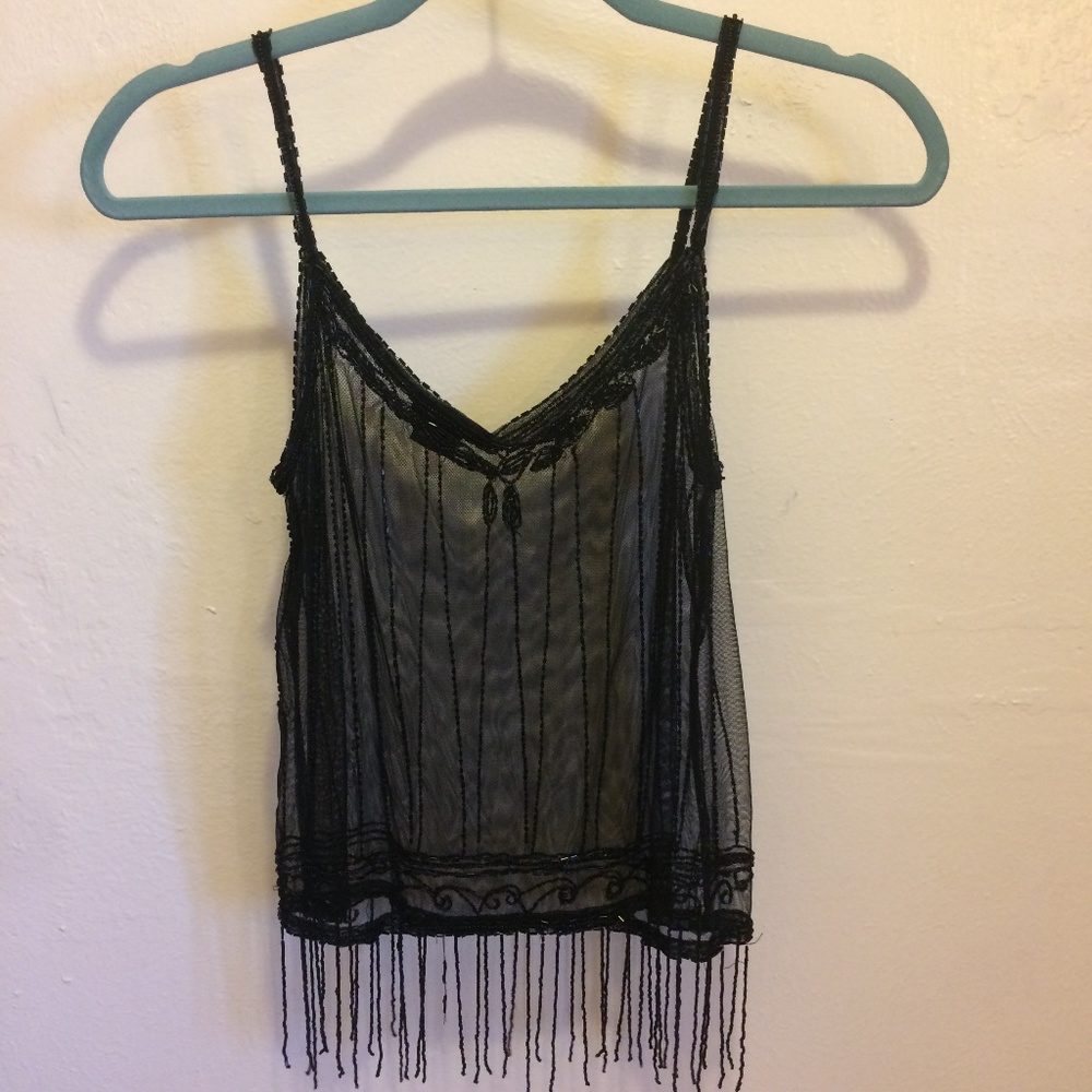 Black Mesh Tank Top